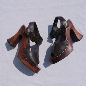 AMAZING 90s BONGO‎ wood soles platform sandals